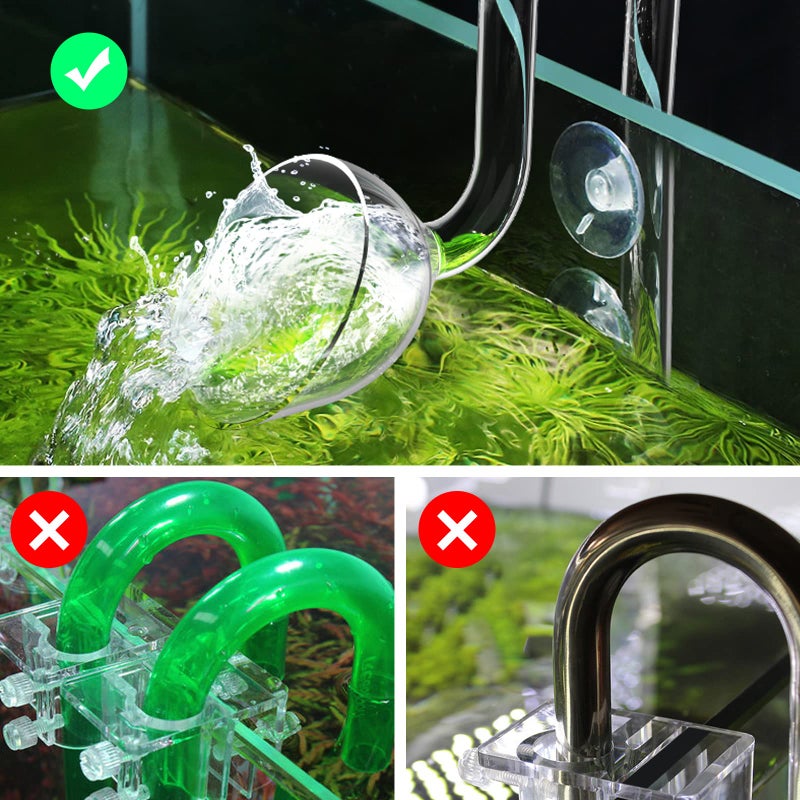 FZONE Aquatic Glass Lily Pipe Outflow with Suctions for Aquarium Plant and Marine Filter 5/8''(16/22mm) Tubing - Image 3